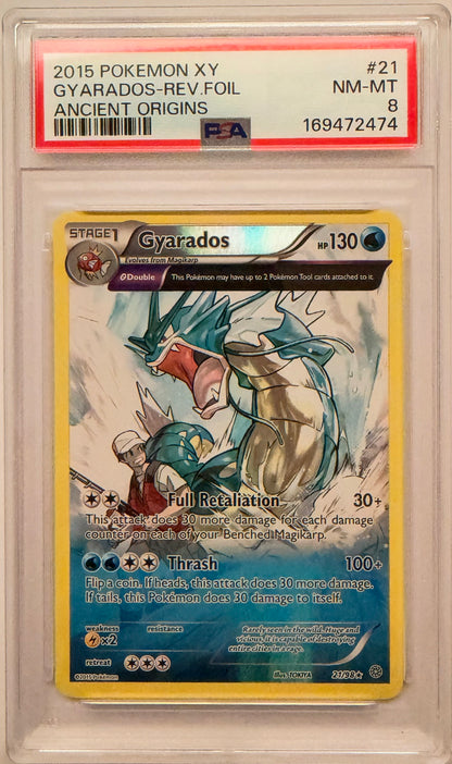 Pokemon Ancient Origins 2015 Gyarados Reverse Holo #21/98 PSA 8