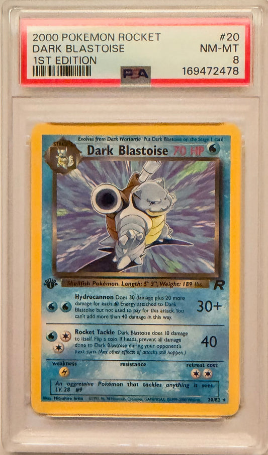Pokemon Team Rocket 2000 Dark Blastoise Non-Holo 1st Edition #20/82 PSA 8