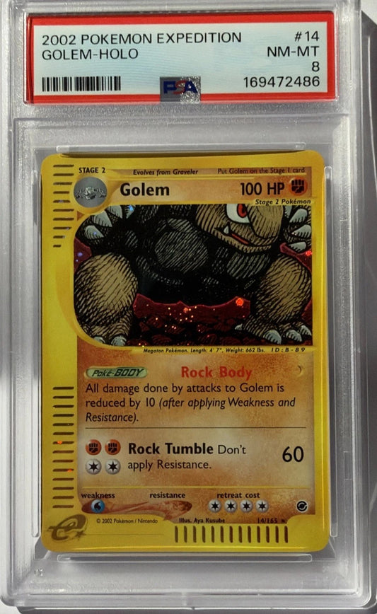 Pokemon Expedition 2002 Golem-Holo 14/165 PSA 8