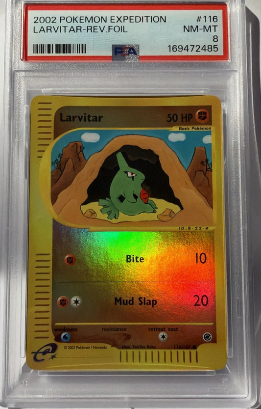 Pokemon Expedition 2002 Larvitar Reverse Foil #116/165 PSA 8
